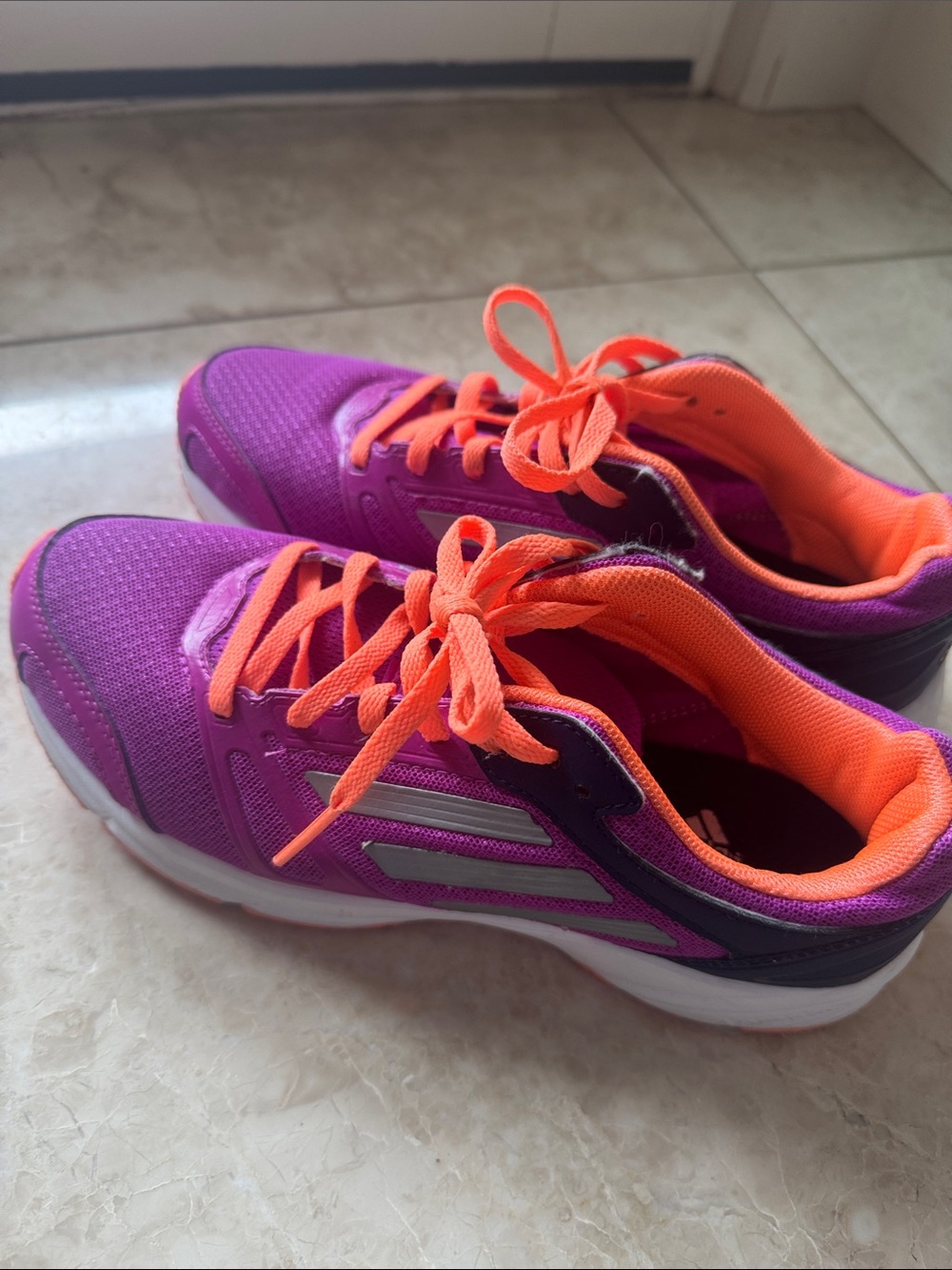 Purple & Neon Orange Running Sneakers